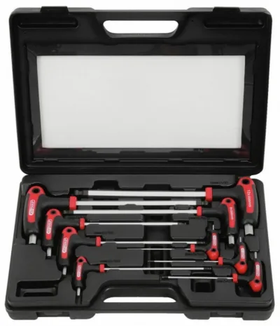 T- formos raktų komplektas, šešiakampiai HEX 2-12 mm, 9 vnt 9 osa, KS Tools
