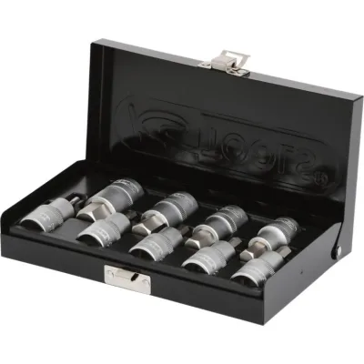Galvučių su šešiakampiais antgaliais komplektas 1/2", HEX 4-, KS Tools