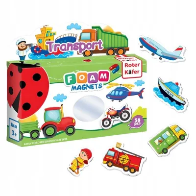 Minkšti magnetiniai lipdukai "Transporto priemonės" (36 vnt.)