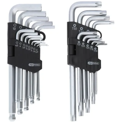 L-raktų šešiakampių ir Torx komplektas, 22 vnt. 22 osa, KS Tools