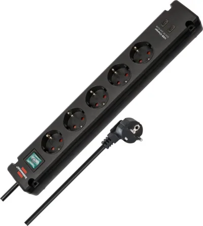 Bremounta 5-Way Power Strip with 2× USB-C, Switch, 3 m Cable white, Brennenstuhl