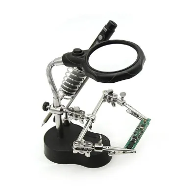 SEQURE DIY PCB pagalbinis litavimo stendas su lupa ir LED lempute