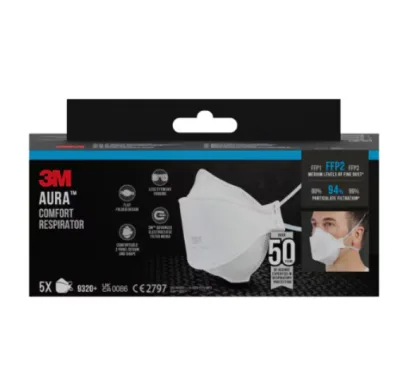 Respiratorius be iškvėpimo vožtuvo 9320+, retail pack FFP2, 3M