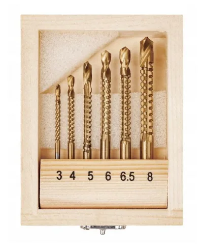 Frezavimo grąžtų medžiui rinkinys (3-8mm)(6vnt)