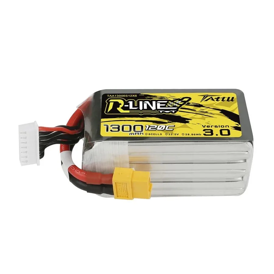 Akumuliatorius Tattu R-Line Version 3.0 1300mAh 22.2V 6S 120C LiPo – XT60