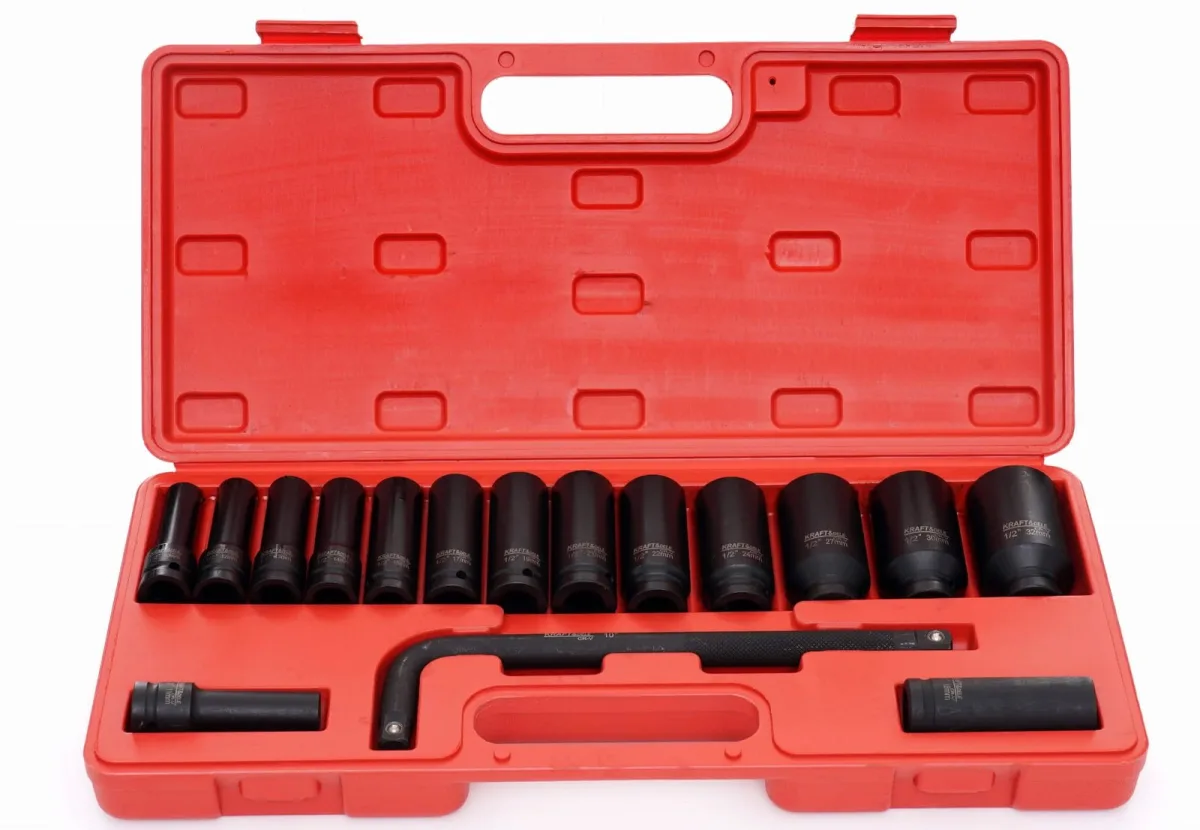 SMŪGINIŲ GALVUČIŲ RINKINYS 1/2" 10–32 mm, 16 DALIŲ KD11755