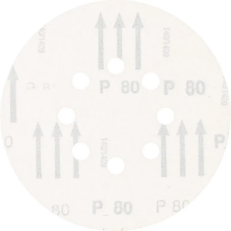 Šlifavimo popierius d-150mm, P80, Velcro 8 skylės 150mm P80, Pferd