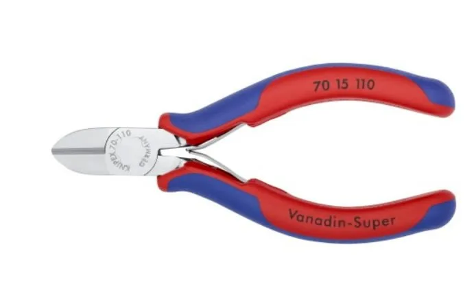 Žnyplės šoninio kirpimo, spyruoklė, dvispalvės, chromuotos, Knipex