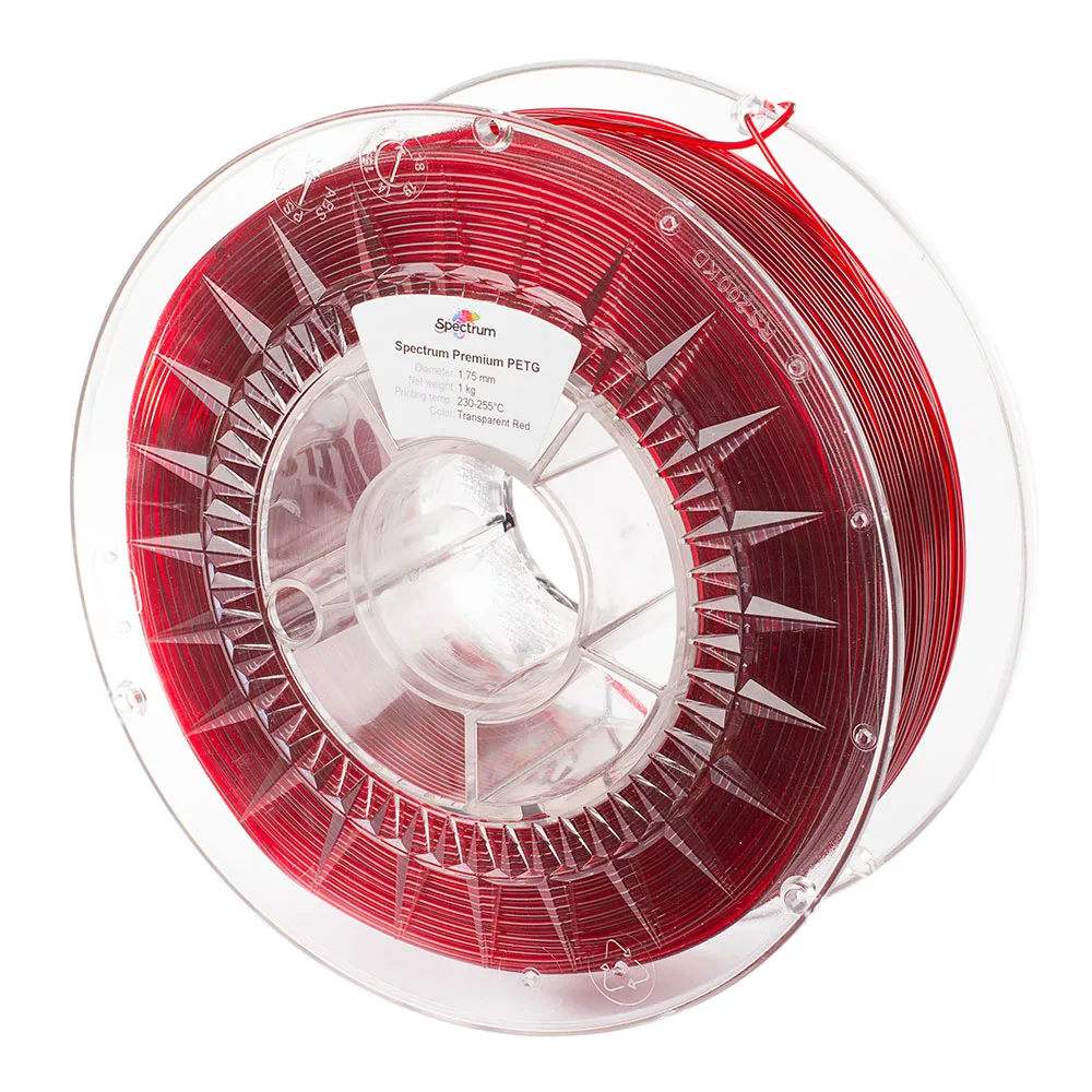 Spectrum | Premium PETG 1.75mm 1kg | Transparent Red 3D plastikas