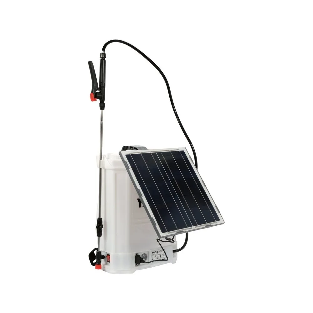 Slėginis purkštuvas su bakeliu ir saulės panele 16l 12V 8000mAh