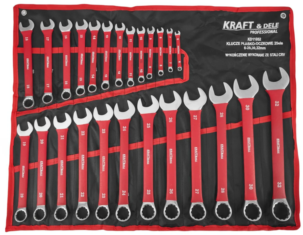 Atvirų-kilpinių raktų rinkinys 25 vnt. CRV 6–32 mm KD11052