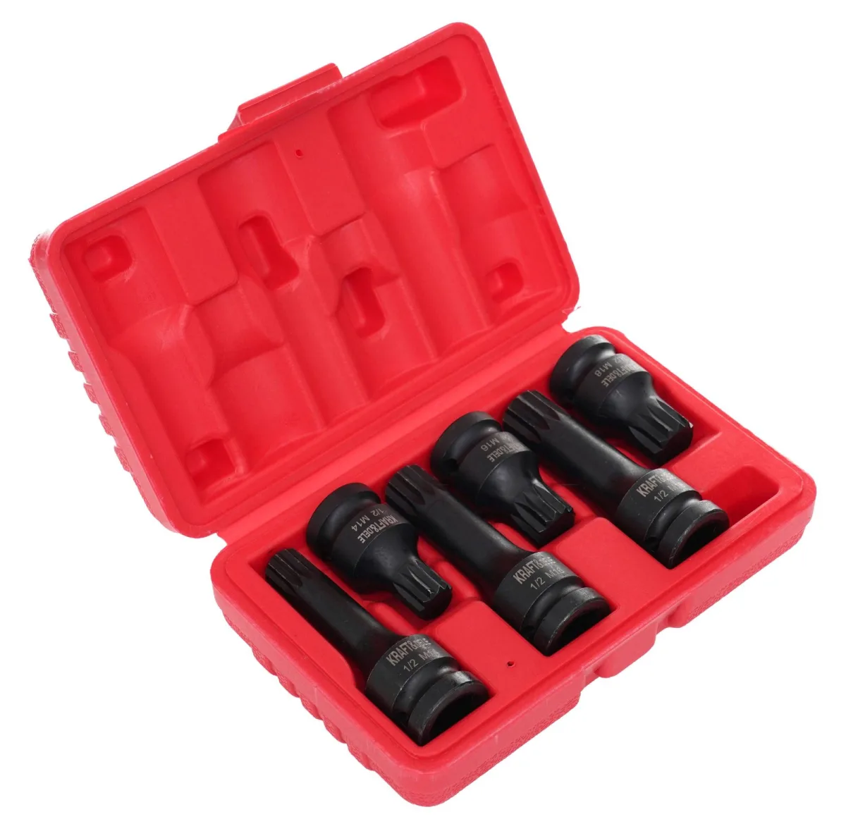 Smūginių 1/2″ galvučių M14, M16, M18 rinkinys, 6 vnt. Kraft&Dele KD11761