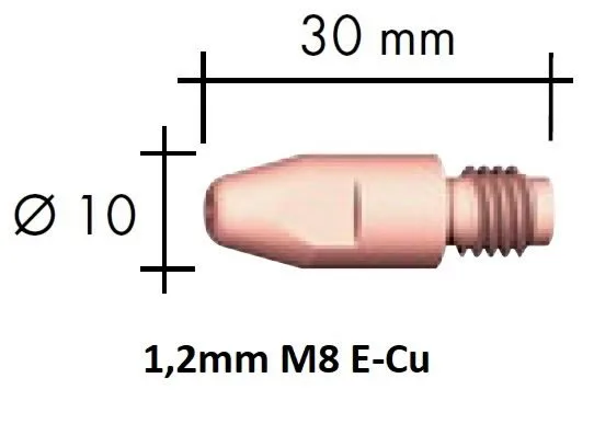 Kontaktinis antgalis E-Cu M8x30x10 1,2mm, Binzel