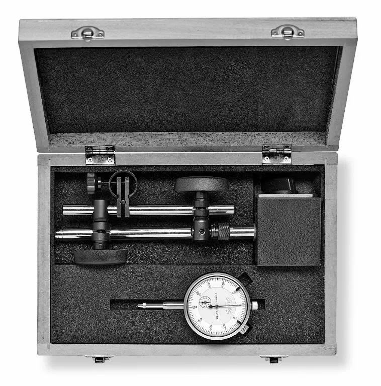 Indikatorius 10mm/0,01mm su stoveliu 275 komplektas, Scala