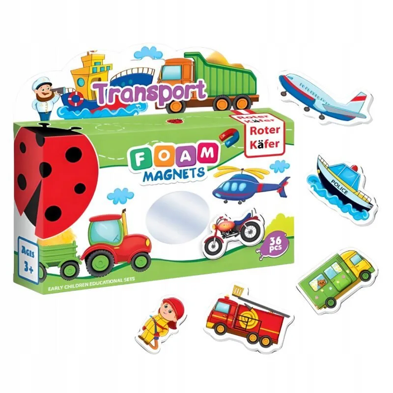 Minkšti magnetiniai lipdukai "Transporto priemonės" (36 vnt.)