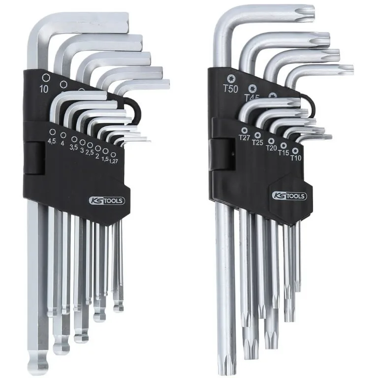 L-raktų šešiakampių ir Torx komplektas, 22 vnt. 22 osa, KS Tools