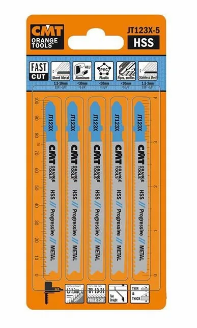 Pjūklelis siaurapjūklio metalui, 5vnt pakuotėje 75x1,2-2,6/1 75x1,2-2,6/10-21TPI, CMT