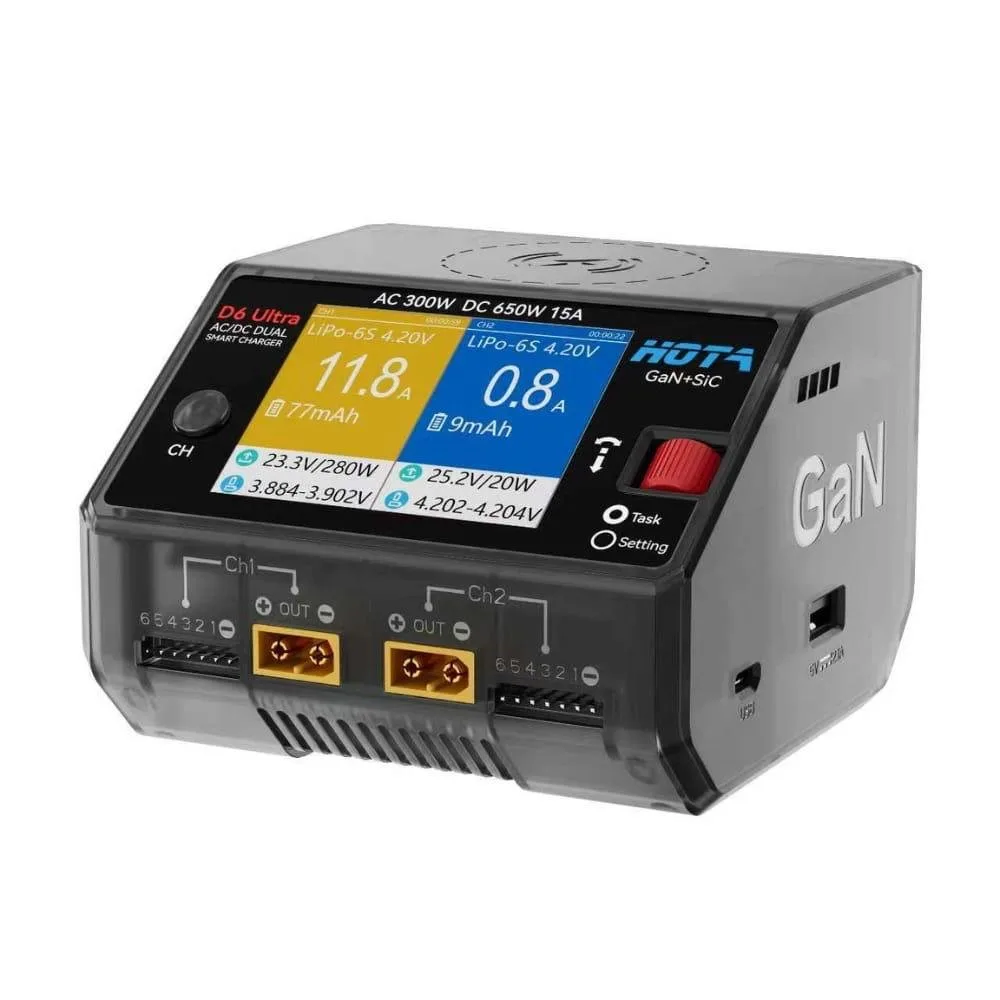 HOTA D6 Ultra GaN + SiC AC/DC Dual Smart Charger