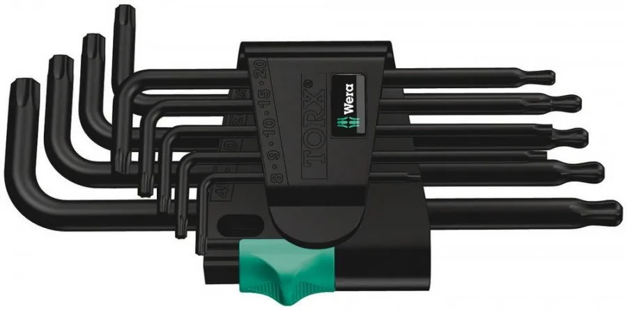 L-raktų komplektas TORX 967PKL/9, TX8-TX40, Wera