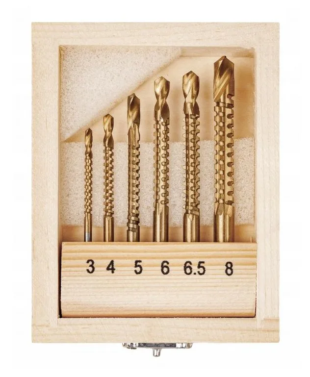 Frezavimo grąžtų medžiui rinkinys (3-8mm)(6vnt)