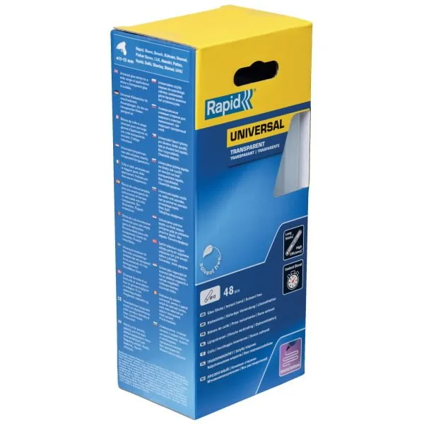 Glue sticks 12x190mm, universal, transparent, 48pcs, Rapid