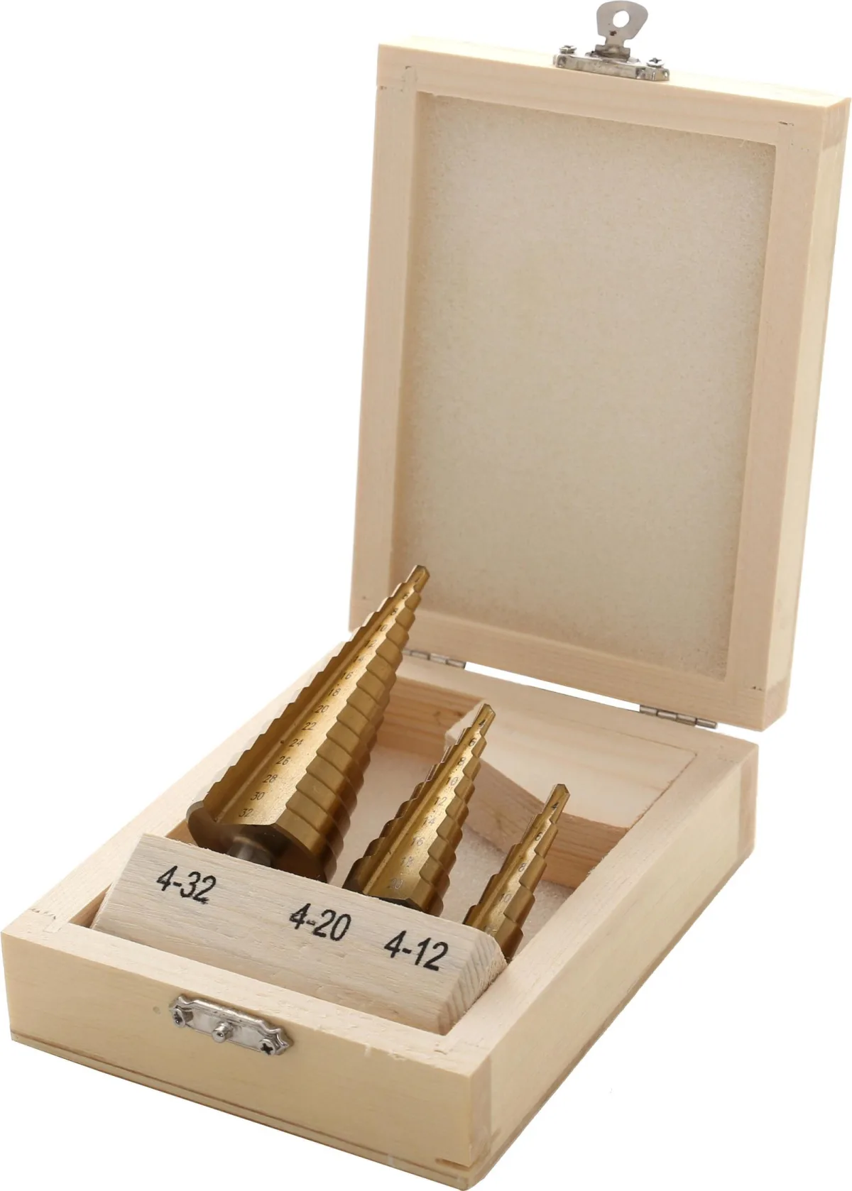 Laipsniniai grąžtai 4–32 mm, 3 vnt. komplektas KD10244