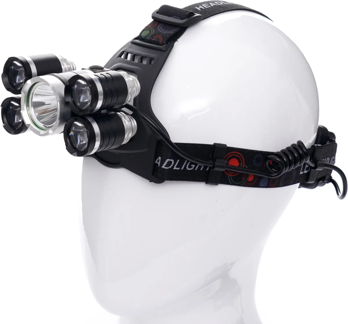 Prožektorius 1xT6LED+4xQ5LED ant galvos, įkraunamas KD1247